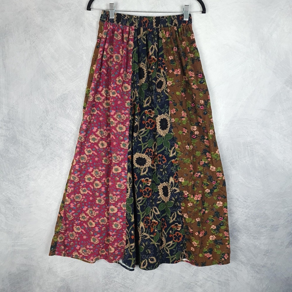 Natural Life Skirt Womens XS Multicolor Floral Corduroy Patchwork Maxi Peasant - Picture 13 of 16